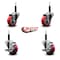 Service Caster 3'' Red Poly Wheel Swivel 3/4'' Expanding Stem Caster Set 2 Brakes, 4PK SCC-EX20S314-PPUB-RED-2-TLB-2-34 - alternate 3